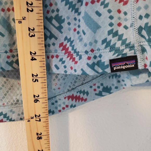 Patagonia Capilene Midweight Shirt Womens Large Blue Pattern Baselayer Hiking - Picture 2 of 7